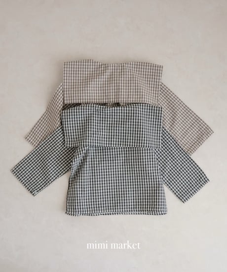 即納 mimi market Check sailor blouse