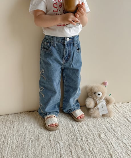即納ribbon wide denim