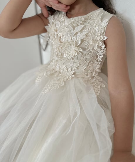 即納flower  motif tulle dress