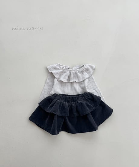 即納back ribbon ruffle collar tee