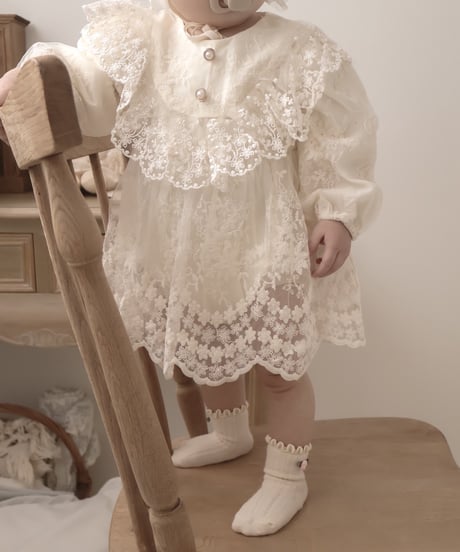 即納Lace Bouquet dress rompers
