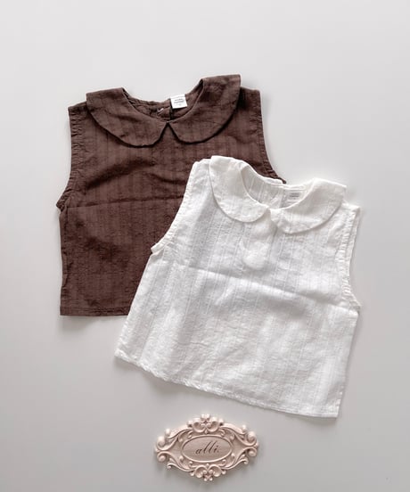 即納mimi market Sleeveless Collar Blouse