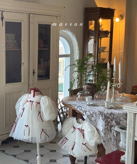 即納marron ribbon dress kids size