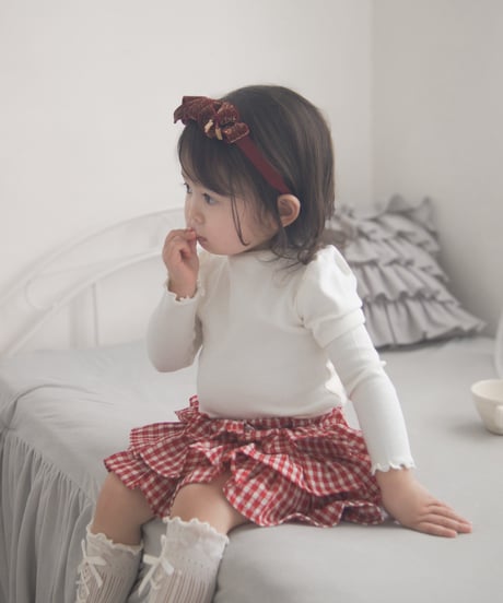 即納gingham check frill skirt