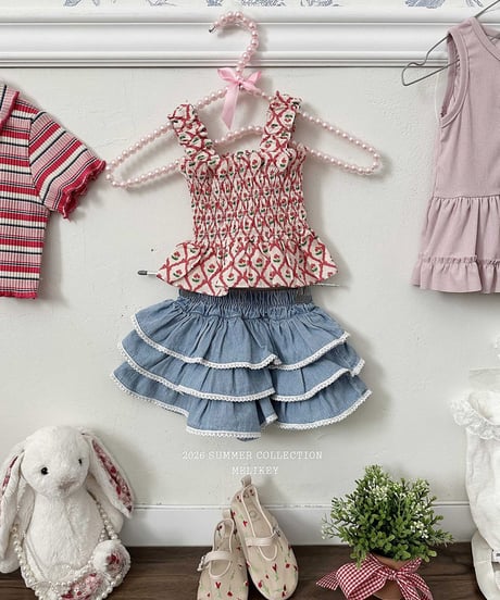 即納melikey Cherry ribbon terking blouse