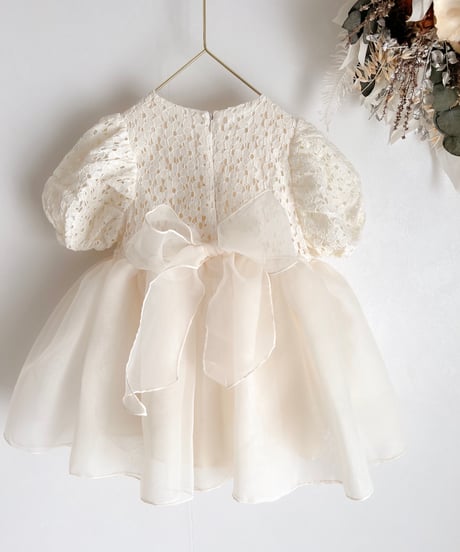 即納hibye  balloon sleeve flower flare dress