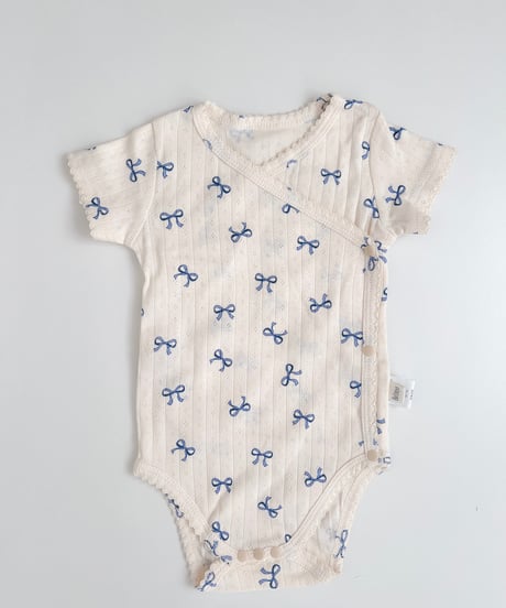 即納 newborn ribbon & heart rompers