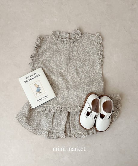 予約mimi market Line frill sleeveless top