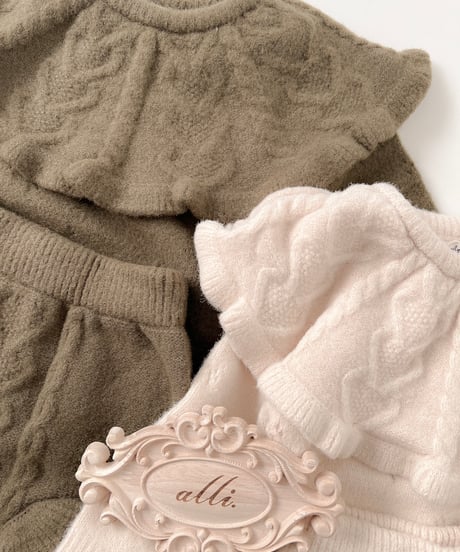即納  frill knit set up