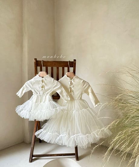 即納monbebe tulle ribbon rompers
