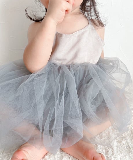 即納simple tulle one-piece