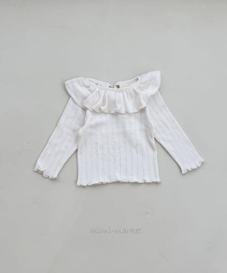 即納back ribbon ruffle collar tee