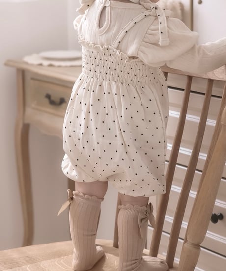 即納dot ribbon bustier rompers