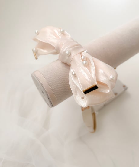 即納 Pearl ribbon hair band