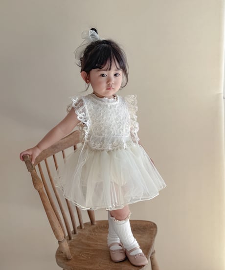即納no sleeve tulle rompers