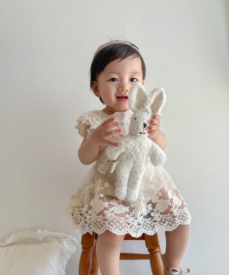 即納lace apron rompers