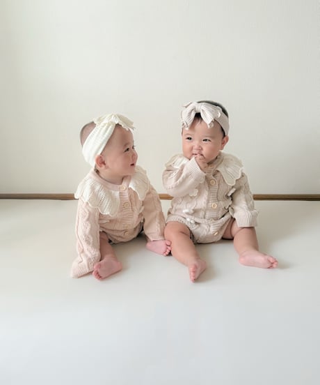 即納 knit openwork rompers