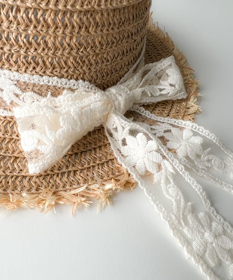 即納flower lace ribbon paper hat