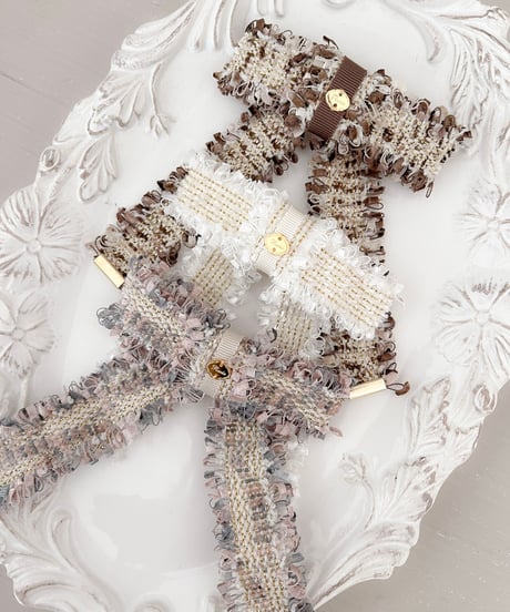 即納Fringe Tweed Hair Clip