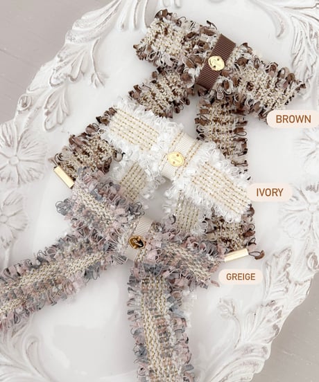 即納Fringe Tweed Hair Clip