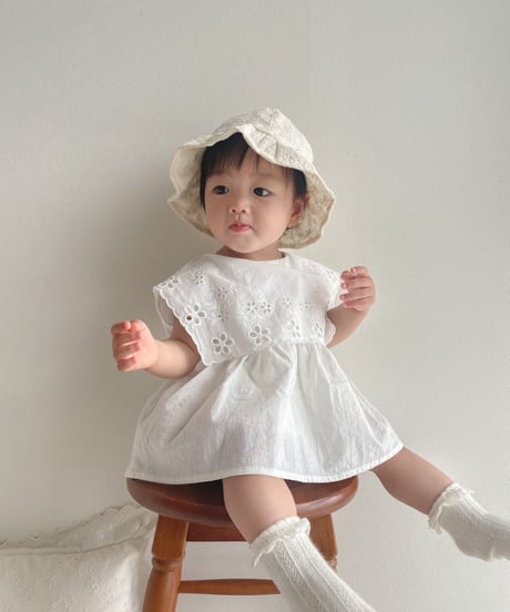 即納baby  flower embroidery hat