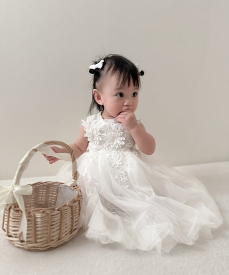 即納flower  motif tulle dress
