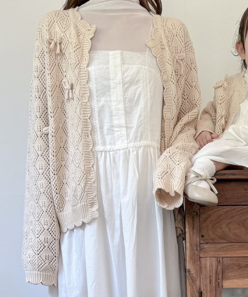 即納 ママとお揃い lala Ribbon knit cardigan | alli.