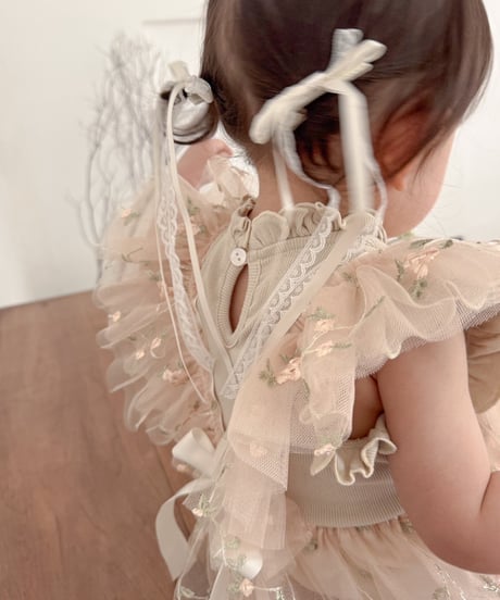 即納flower tulle apron rompers