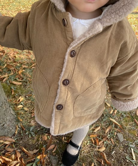 即納baby corduroy boa coat