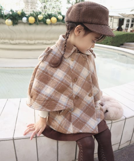 即納Classic check cape coat