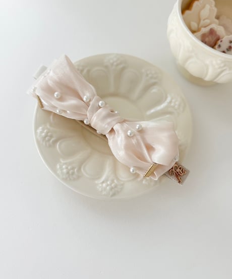 即納 Pearl ribbon hair band