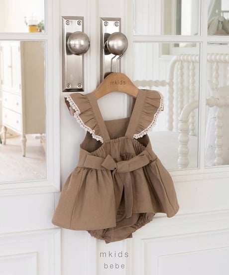 即納 m-kids  Linen frill suit