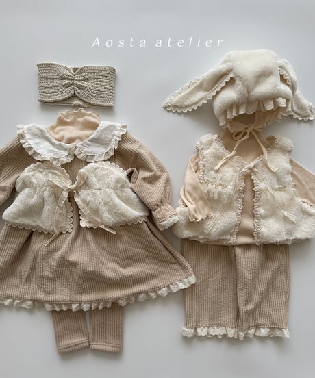 即納 aosta Fur open vest