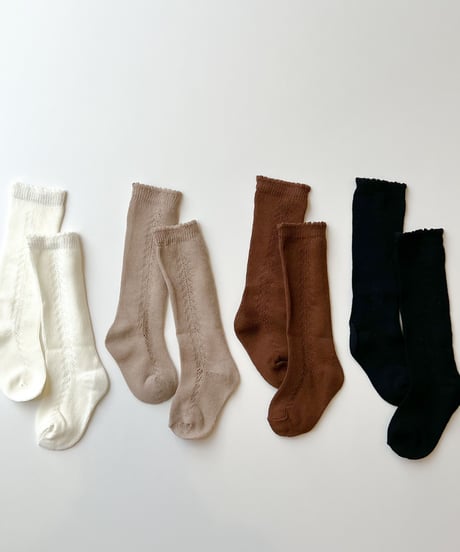 即納baby openwork knee high socks