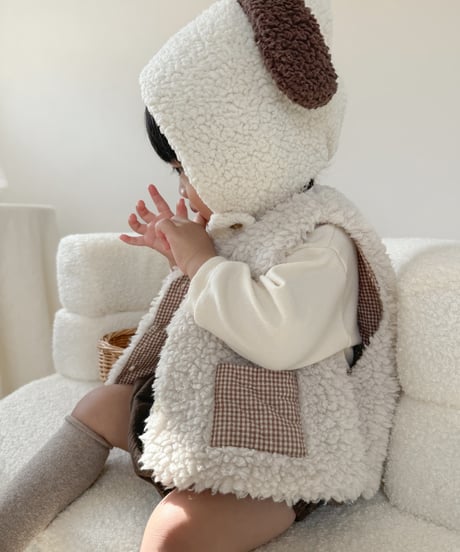 即納 BEBE Check boa Vest