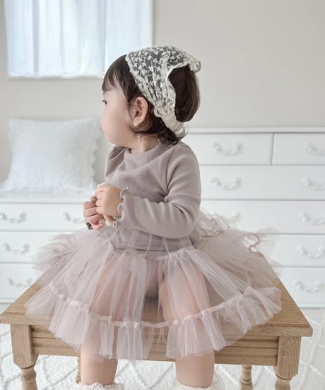 即納monbebe tulle ribbon rompers