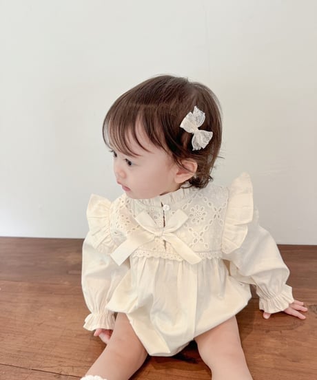 即納punching ribbon rompers