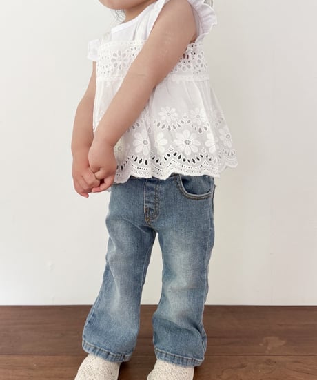 即納Brush boots cut denim