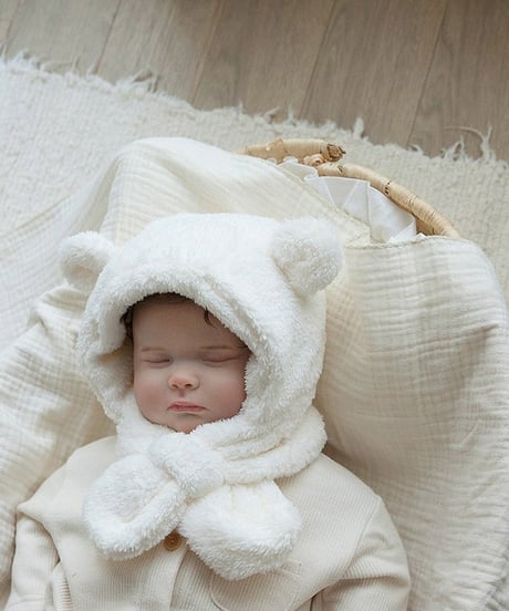 即納Mokomoko Bear Hood Scarf
