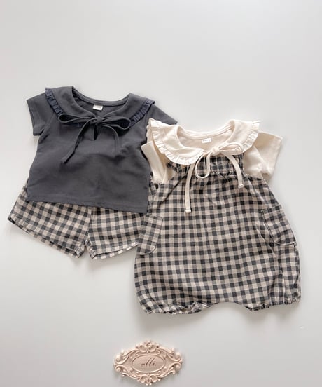即納 nunubiel  check rompers