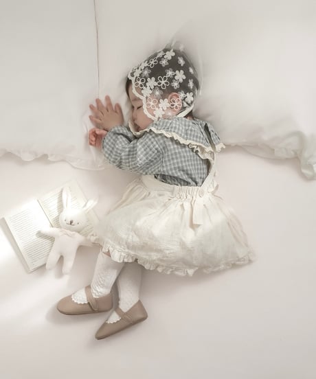 即納 mimi market check Frill blouse