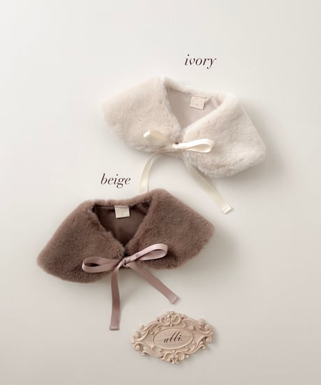 即納ribbon fur collar