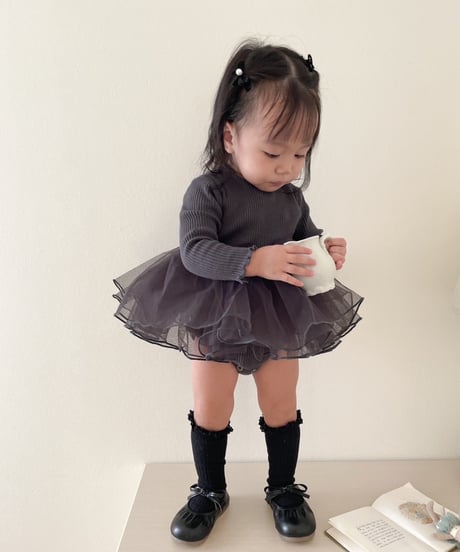 即納volume tulle rompers