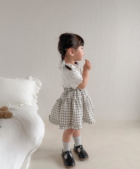 即納mimi market Flora collar tee
