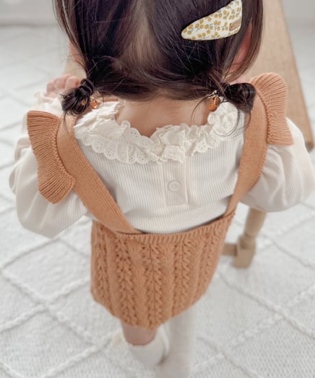 即納2way eyelet knit salopette