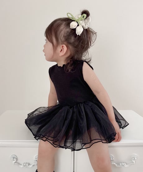 即納no sleeve tulle rompers