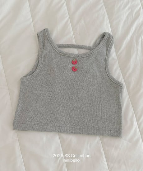 予約ninibello Tomato Button Sleeveless Top