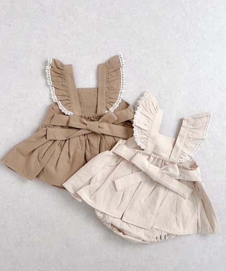即納 m-kids  Linen frill suit