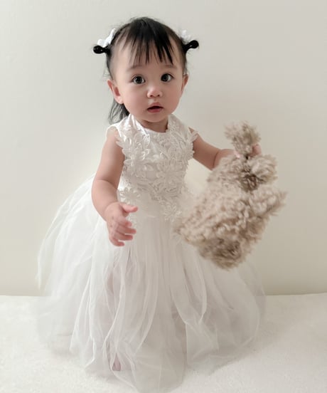 即納flower  motif tulle dress