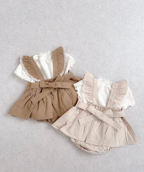 即納 m-kids  Linen frill suit